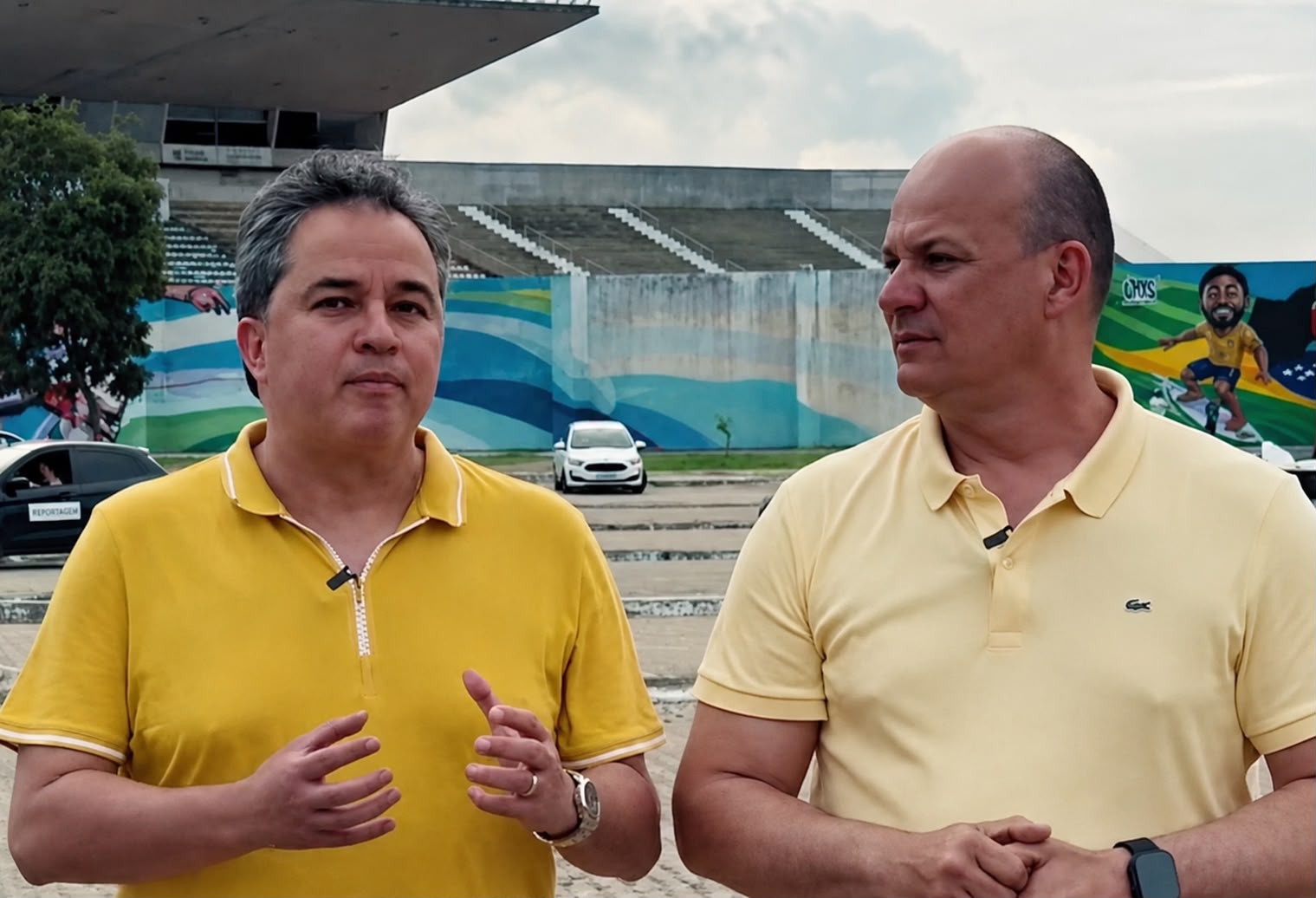 Efraim Filho e Cabo Gilberto apresentam simulação de reforma do Almeidão